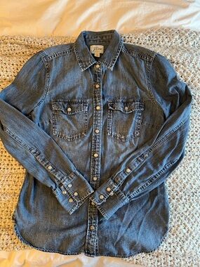 J. Crew Blue Denim Button-Front Shirt